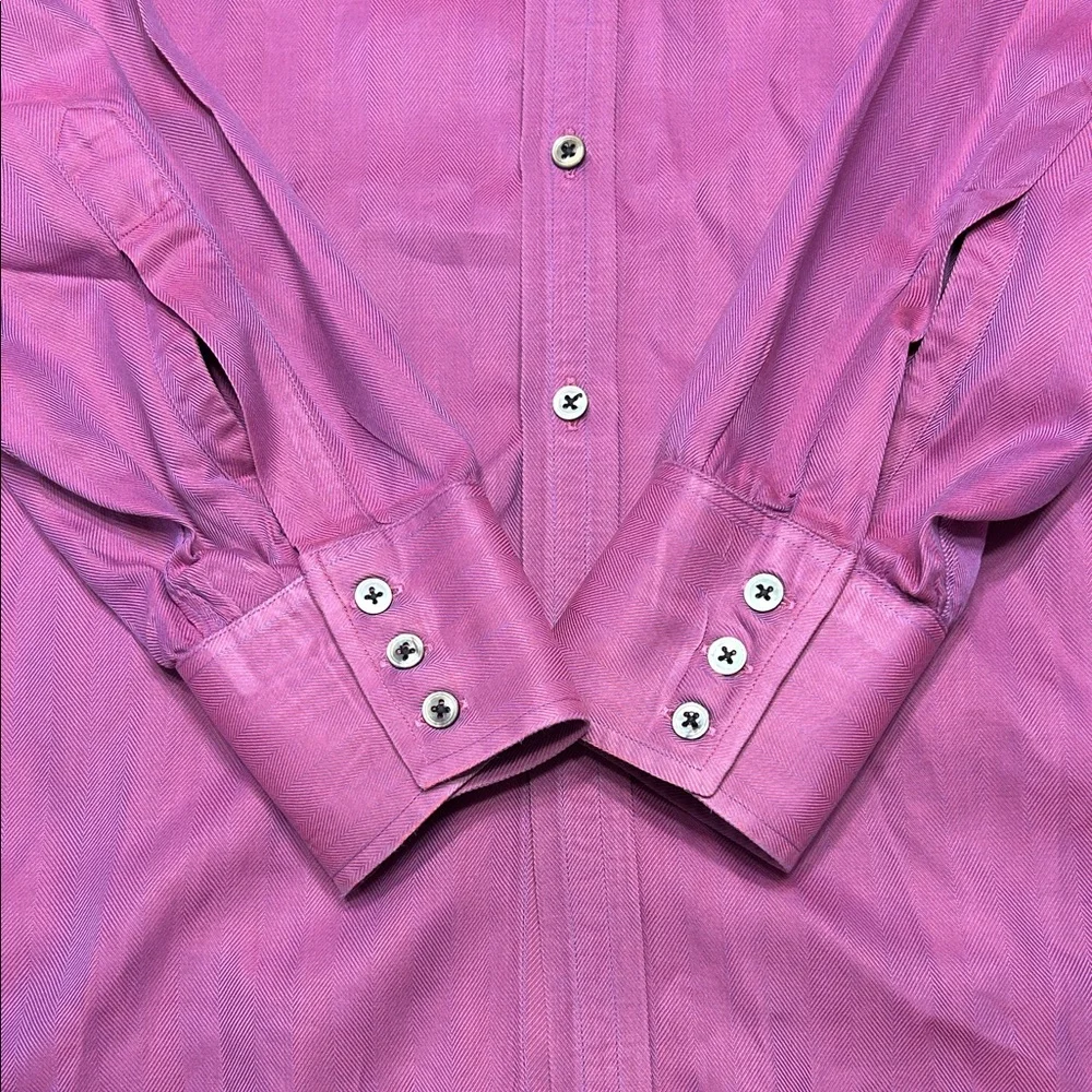 Turnbull & Asser Men's Dress Shirt in Rich Purple - Picture 8 of 10